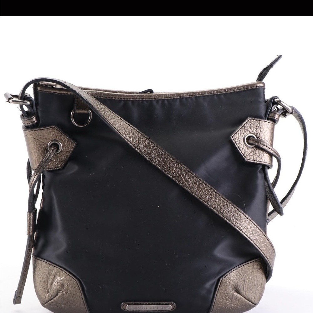 Burberry crossbody nylon and metallic leather.